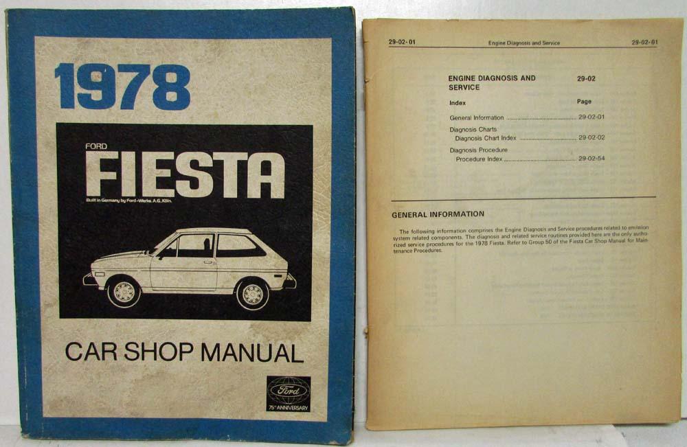 1978 Ford Fiesta Service Shop Repair Manual Includes Supplement