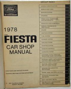1978 Ford Fiesta Service Shop Repair Manual Includes Supplement