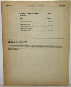 1978 Ford Fiesta Service Shop Repair Manual Includes Supplement