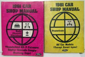 1981 Ford Mercury Car Service Shop Manual 2 Vol Set Thunderbird Cougar Mustang