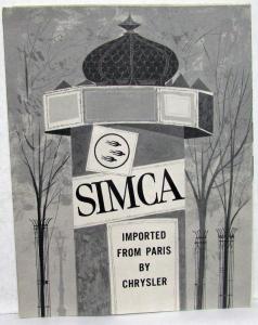 1959 Simca Sales Folder Deluxe Elysee Grand Large Chatelaine Plein Ciel Oceane