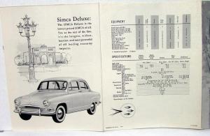 1959 Simca Sales Folder Deluxe Elysee Grand Large Chatelaine Plein Ciel Oceane