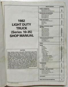 1982 Chevrolet Light Duty Truck 10-30 Series Service Shop Repair Manual - Pickup