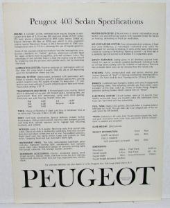 1958-1959 Peugeot 403 Sedan Still Build Them Like They Used To Sales Brochure