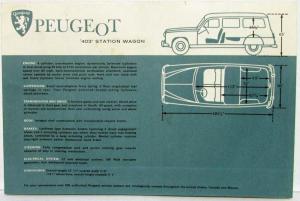 1960 Peugeot 403 Station Wagon Sales Folder
