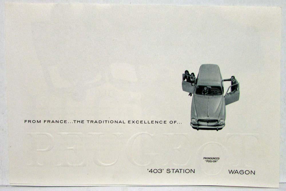 1960 Peugeot 403 Station Wagon Embossed Cover Sales Folder