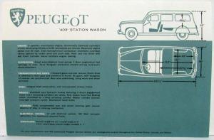 1960 Peugeot 403 Station Wagon Embossed Cover Sales Folder