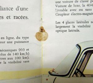 1960 Peugeot 404 Sedan Sales Brochure - French Text