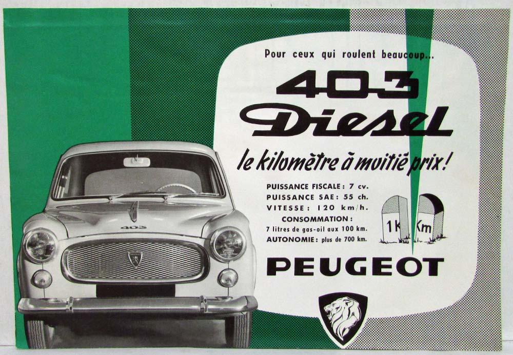 1962 Peugeot 85 & 403 Diesel Sales Brochure - French Text