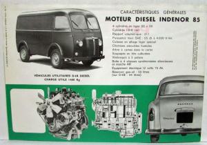 1962 Peugeot 85 & 403 Diesel Sales Brochure - French Text