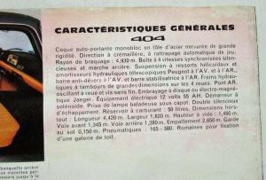 1964 Peugeot 404 Grand Tourisme & Super-Luxe Sales Folder - French Text