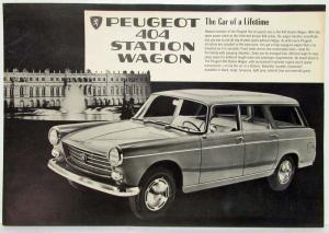 1960-1965 Peugeot 404 Station Wagon Car of a Lifetime Spec Sheet