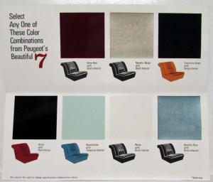 1969 Peugeot Color Selector Paint Chips and Interiors Sales Folder