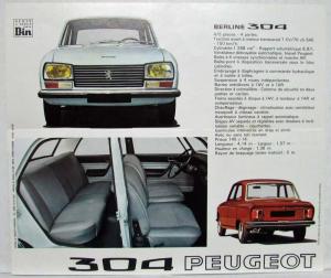 1970 Peugeot 304 Sales Folder Spec Sheet - French Text