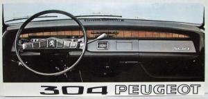 1970 Peugeot 304 Sales Folder Spec Sheet - French Text