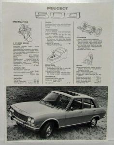 1970 Peugeot 504 Spec Sheet