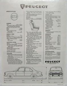 1970 Peugeot 504 Spec Sheet