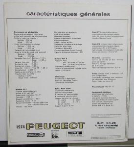 1974 Peugeot 304 Sales Brochure - French Text