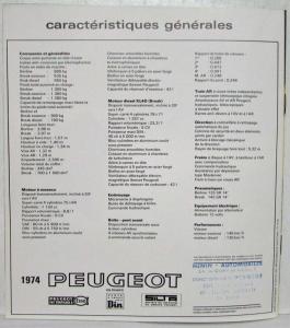 1974 Peugeot 204 Sales Brochure - French Text