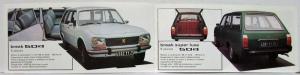 1974 Peugeot Full Line Sales Brochure 104 204 304 404 504  - French Text