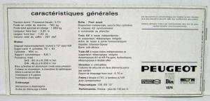 1974 Peugeot 104 with Umbrella on Cover Sales Brochure - French Text