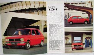 1974 Peugeot 104 Sedan with Denim Clad Crew Sales Brochure - French Text