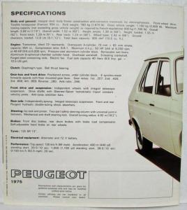 1975 Peugeot 104 Sales Brochure