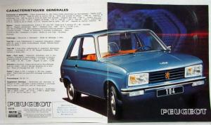 1975 Peugeot 104 Coupe Sales Brochure - French Text