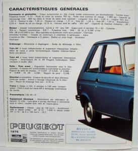 1975 Peugeot 104 Coupe Sales Brochure - French Text