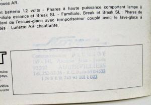 1975 Peugeot 504 Station Wagon Sales Brochure - French Text