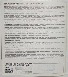 1975 Peugeot 504 Station Wagon Sales Brochure - French Text