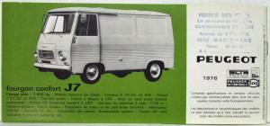 1976 Peugeot 204 404 & J7 Sales Brochure - French Text