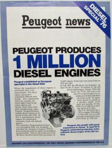 1976 Peugeot 504 Diesel Newspaper Headline Sales Sheet