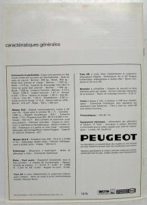 1976 Peugeot 304 Sedan and Station Wagon Sales Brochure - French Text