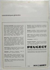 1976 Peugeot 304 Sedan and Station Wagon Sales Brochure - French Text