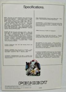 1976 Peugeot 604 SL Sales Brochure