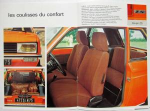 1976 Peugeot 104 Coupe ZS Sales Brochure - French Text