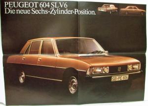 1976 Peugeot Full Line 104 204 304 404 504 604 Sales Folder Poster - German Text
