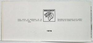 1976 Peugeot Full Line 104 204 304 504 604 Sales Brochure