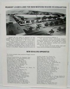 1976 Peugeot News March/April Vol 2 No 1 Edition Newsletter for Dealers