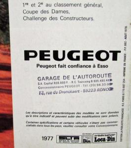 1977 Peugeot 504 GL TI & L Sales Brochure - French Text