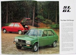 1977 Peugeot 104 SL & GL Sales Brochure - Right-Hand Drive