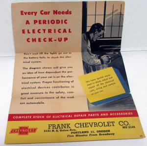 1941 Chevrolet Dealer Brochure Mailer Periodic Electrical Checkup Service Repair