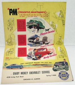 1952 Chevrolet Dealer Service Mailer Brochure Lumber Chart Nickey Chevy Chicago