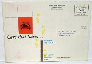 1952 Chevrolet Dealer Service Mailer Brochure Nuts & Bolts Chart Shea Chevy NJ