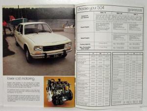 1977 Peugeot 504 Sedans Sales Brochure - Right Hand Drive