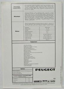 1979 Peugeot 104S Sales Brochure - French Text