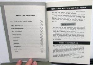 1962 Ford Truck 100 Thru 800 Series Owners Manual ORIGINAL F250 F350 4x2