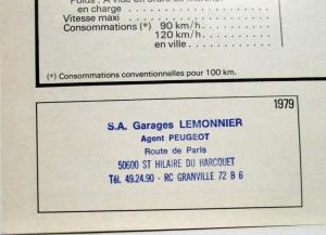 1979 Peugeot 305 Sales Folder - French Text