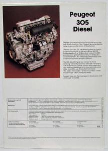 1979 Peugeot 305 Diesel Spec Sheet - French Text